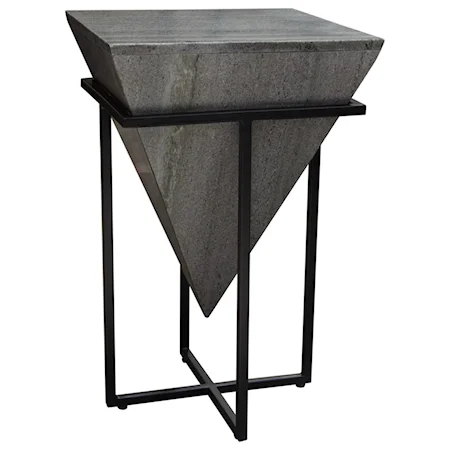 Contemporary Small Marble Pyramid Accent Table