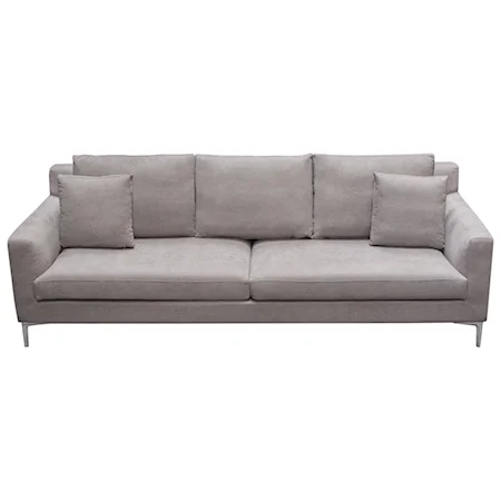 Loose Back Sofa w/ Polished Silver Metal Leg