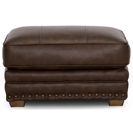 Traditional Ottoman with Nailhead Trim