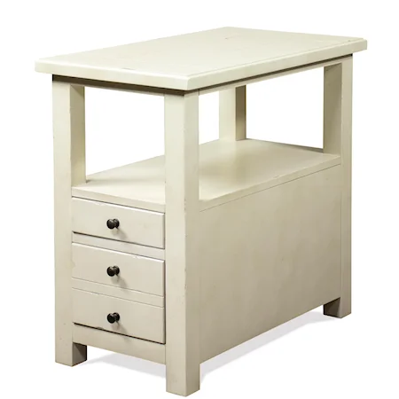 2 Drawer Chairside Table in Country White Finish