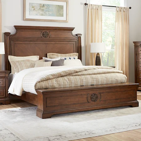 Traditional Queen Panel Bed with Storage Footboard