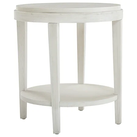 Transitional Round End Table with Shelf