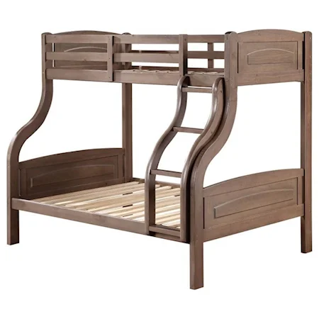 Rustic Twin Over Full Bunk Bed with Ladder