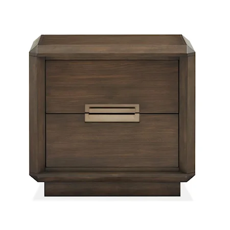Rustic Contemporary 2-Drawer Nightstand with Felt-Lined Top Drawer