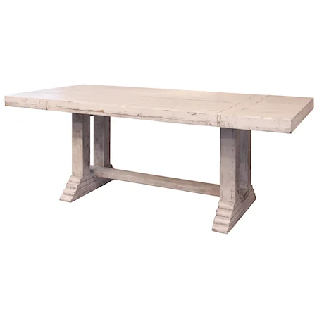 Rustic Dining Table with Double Pedestal Base