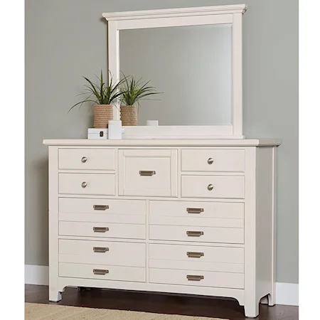 Transitional 9 Drawer Master Dresser and Master Landscape Mirror