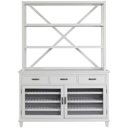 Modern Farmhouse Server with Open Hutch and Wine Bottle Storage