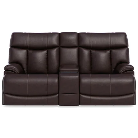 Casual Power Reclining Loveseat with Center Console