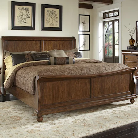 California King Sleigh Bed Set with Bun Feet