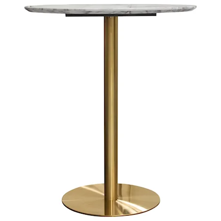Contemporary 36" Round Bar Height Table with Marble Top
