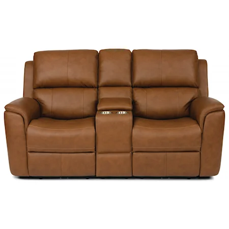 Power Reclining Loveseat with Power Headrest, Power Lumbar Support and Console