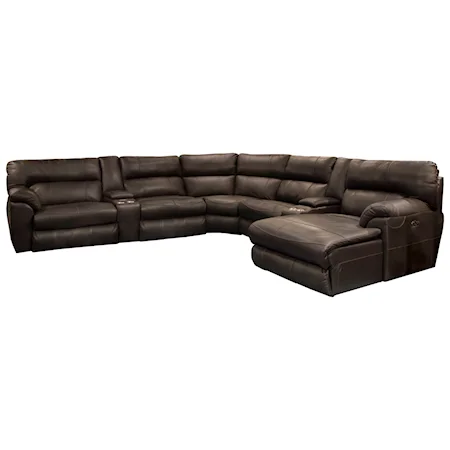 Leather Match Power Reclining Sectional with Chaise