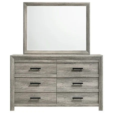 Contemporary Dresser and Mirror Set