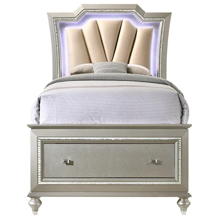 Glam Full Bed with LED Light Headboard