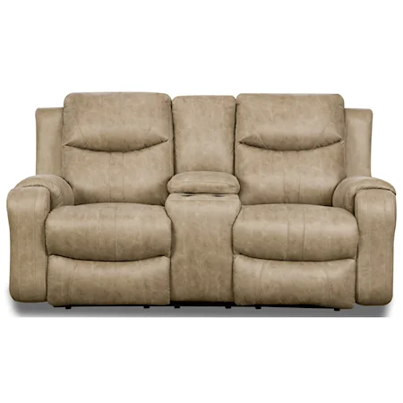 Double Reclining Sofa with Console and Power Headrests