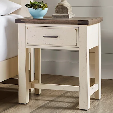 Solid Wood Nightstand with Drawer