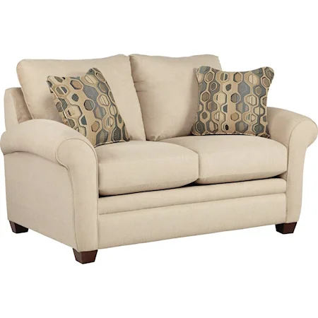 Transitional Stationary Loveseat with Sock Arms
