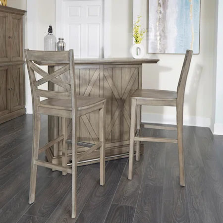 Farmhouse Bar Set with 2 Stools