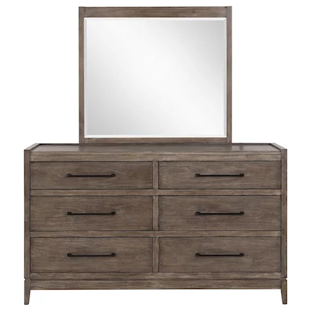 Transitional Dresser and Mirror Set