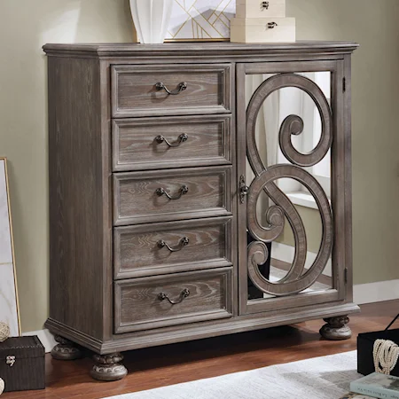 Transitional Armoire with 5 Drawers