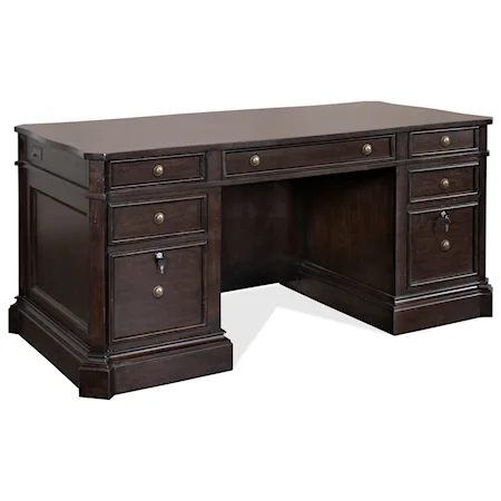 Traditional Executive Desk with Locking File Drawers