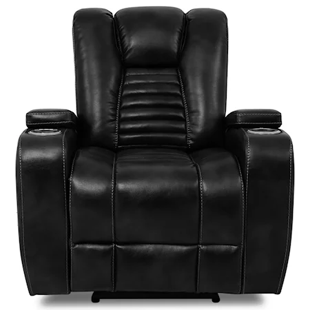 Contemporary Power Recliner with Power Headrest and Cupholders