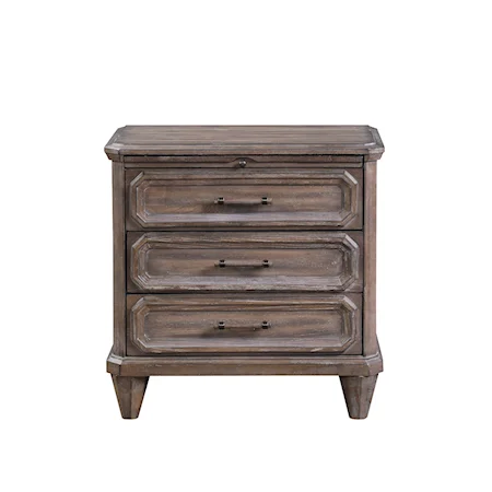 Traditional 3-Drawer Nightstand with Pull-Out Tray 