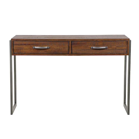 Industrial Style Two Drawer Accent Storage Console Table