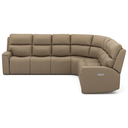 Casual 3-Piece Sectional Sofa with Power Headrest