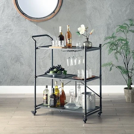 Industrial Folding Serving Cart with Casters