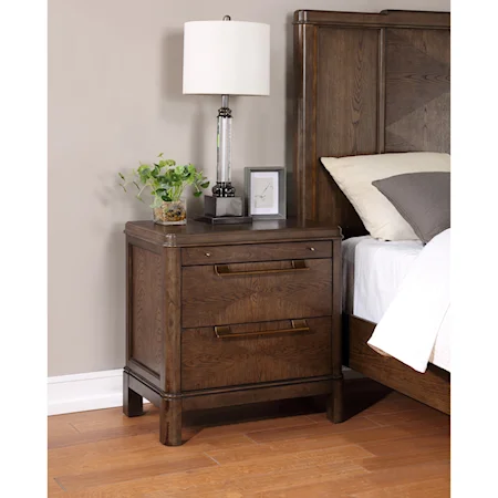 Transitional Nightstand with Pull-Out Shelf