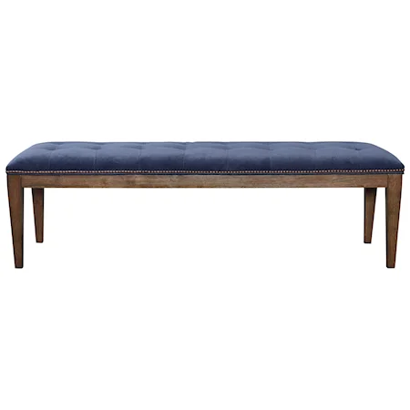 50 Inch Rectangular Ottoman with Tapered Wood Legs