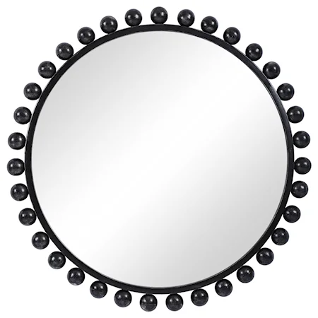 Cyra Black Round Mirror