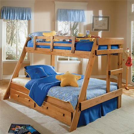 Twin/Full Size Bunk Bed with Storage