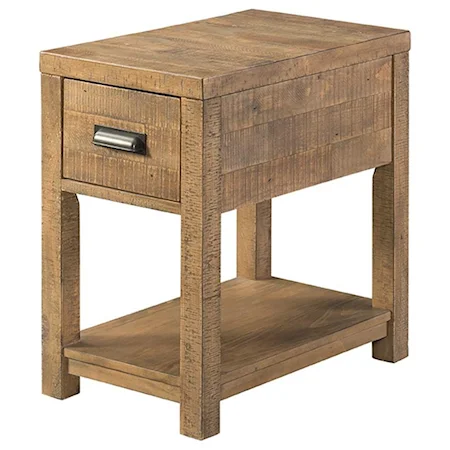 Rustic Chairside Table with USB Ports