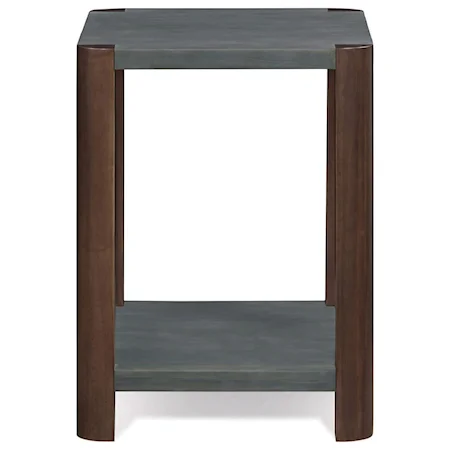 Rectangular End Table with Zinc Finished Top and Shelf