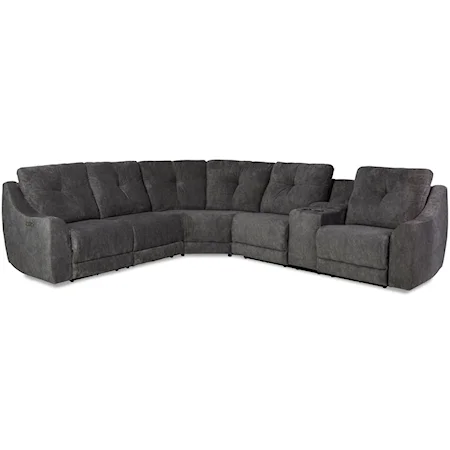 Casual Reclining Sectional with Console and Cup Holders