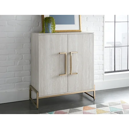 Contemporary Faux Marble Wine Cabinet with Adjustable Shelves