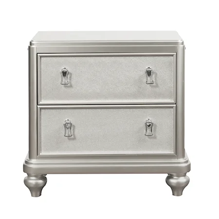 2-Drawer Nightstand w/ Embossed Faux Leather