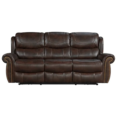 Traditional Power Reclining Sofa with USB Ports and Nailhead Trim