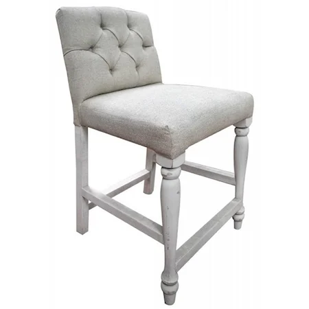 Counter Height Upholstered Barstool with Low Tufted Back