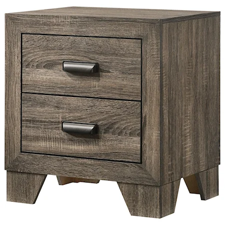 Contemporary 2-Drawer Nightstand with Metal Hardware