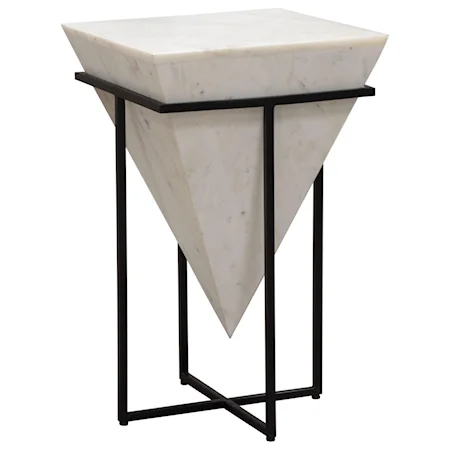 Contemporary Large Marble Pyramid Accent Table