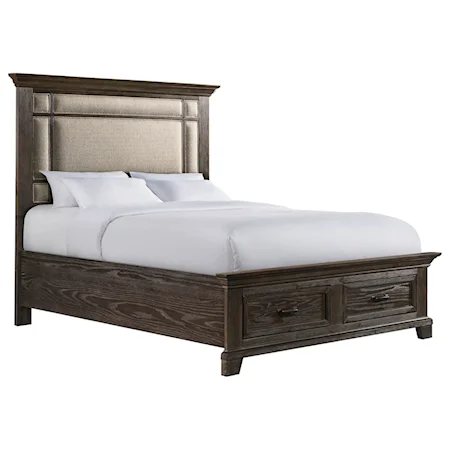 Transitional Queen Upholstered Bed with Storage
