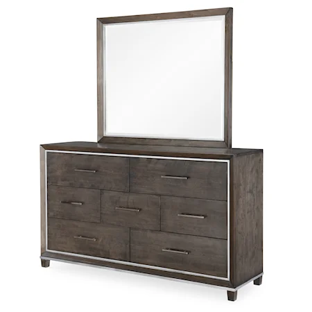 Contemporary Dresser and Mirror Set