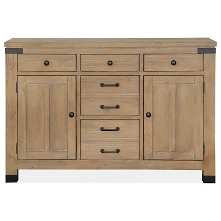 Relaxed Vintage Server with Three Felt-Lined Top Drawers