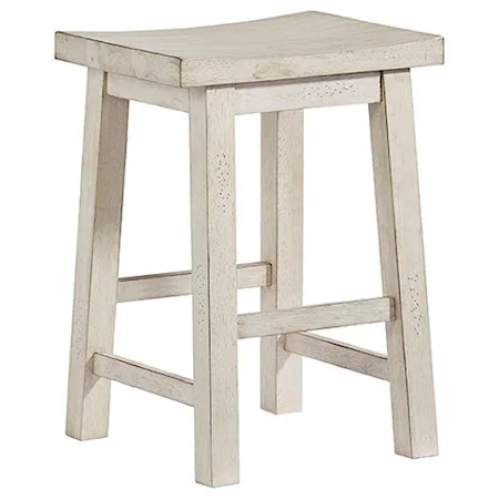 Antique Cream Finish Backless Counter Stool