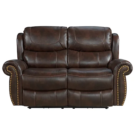 Traditional Power Reclining Loveseat with USB Ports and Nailhead Trim