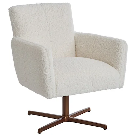 Brooks Upholstered Swivel Chair with Brass Base