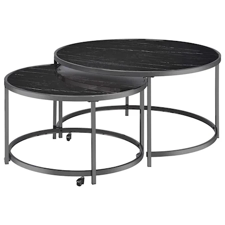 Contemporary Nesting Cocktail Tables with Faux Marble Glass Top